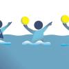 Illustrasjon av tre personar som driv vanngymnastikk